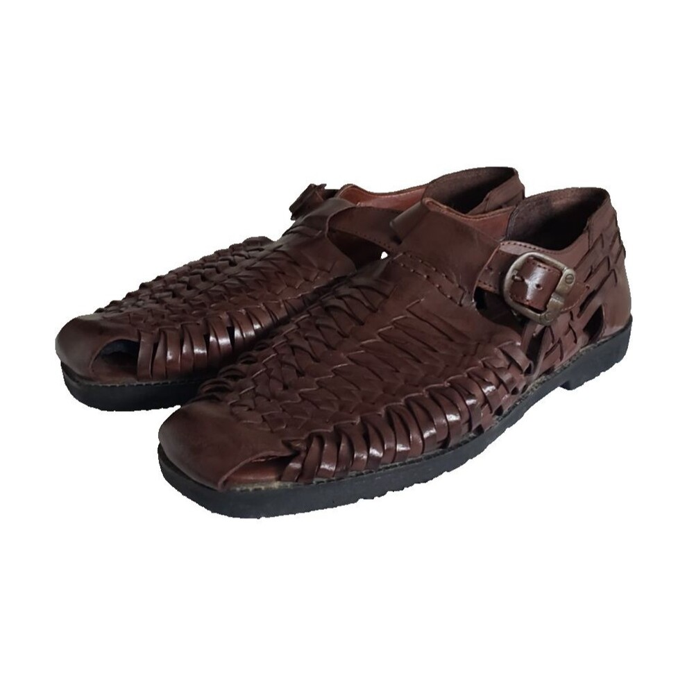 Deer Stags‎ Men Bamboo 2 Woven Huarache Fisherman Sandals Size US 11M Dark Brown